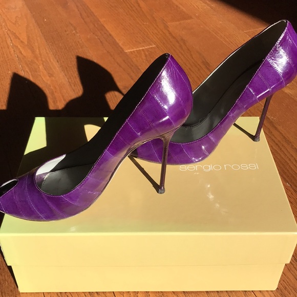 Authentic Eelskin Open Toe Luxury Pumps - Picture 9 of 12